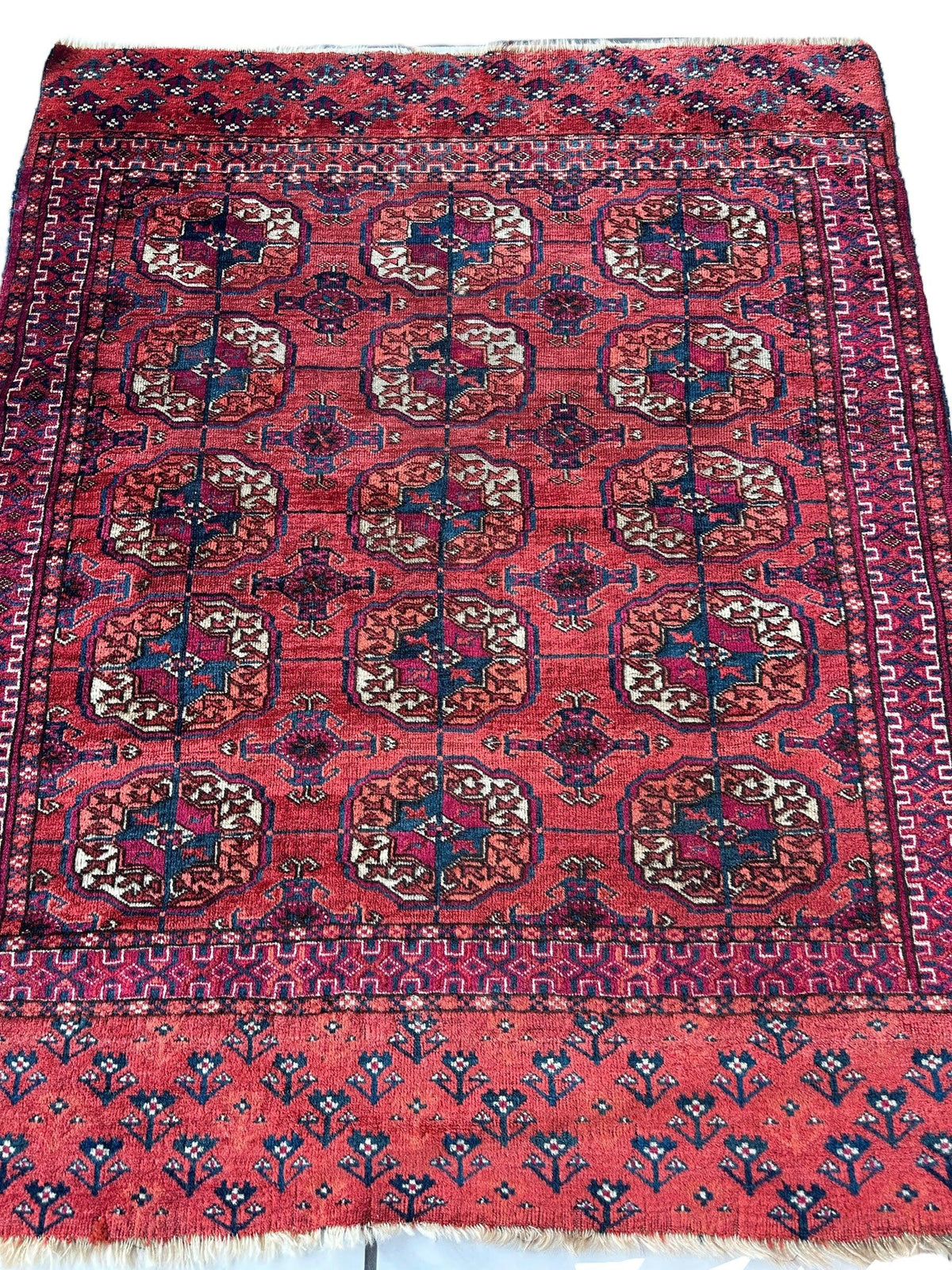 Antique Tekke Rug 3x4 | Red, Burgundy & Navy | Wool - Rugistan, view 5