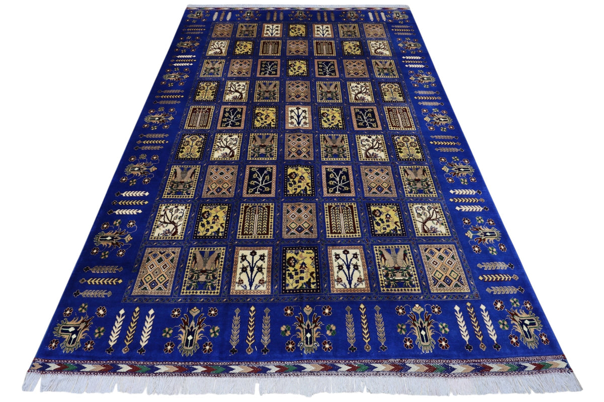 Afghan Bakhtiari Rug 7x10 | Blue, Beige & Ivory | Hand-Knotted Wool - Rugistan, view 2