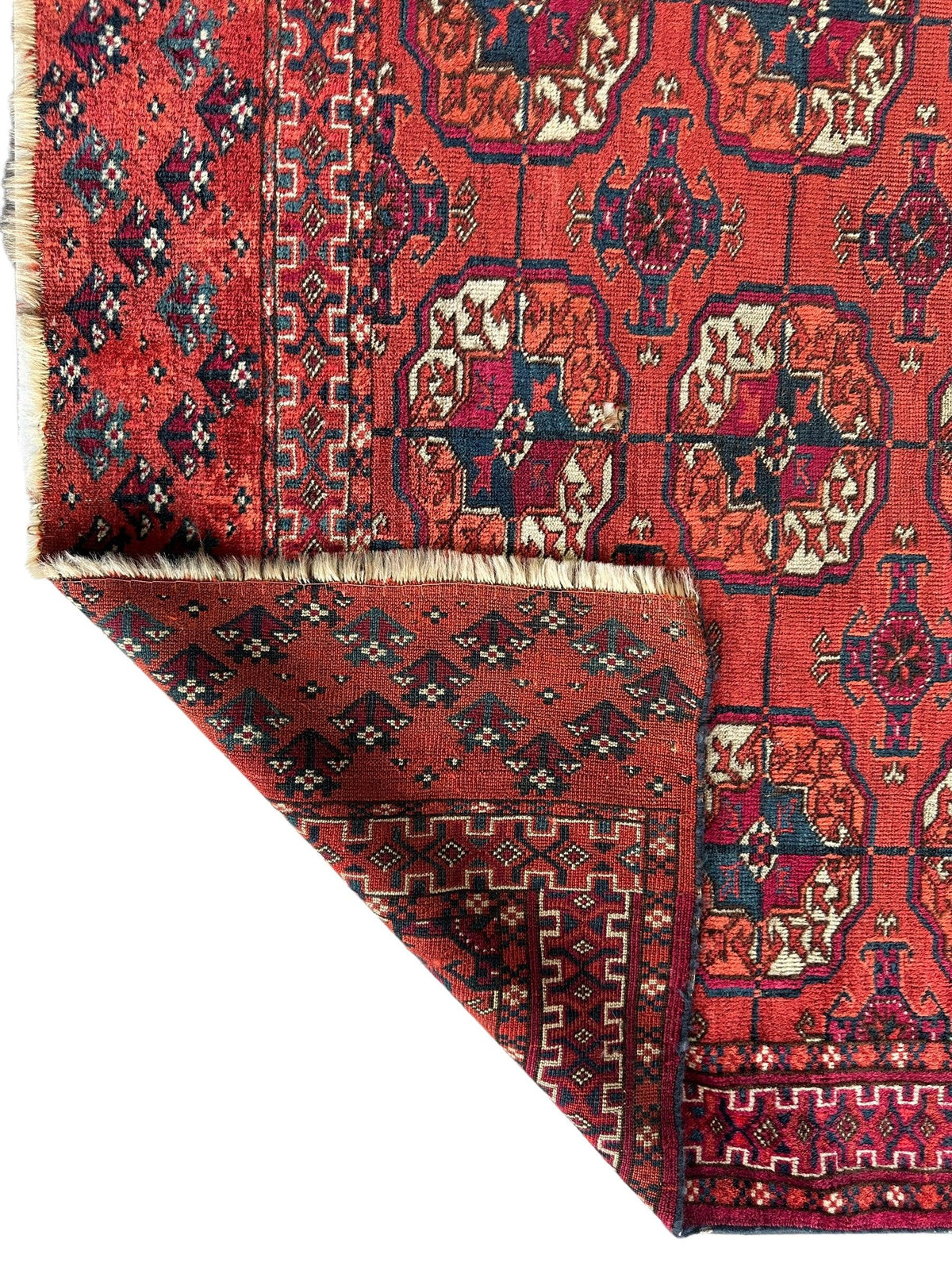 Antique Tekke Rug 3x4 | Red, Burgundy & Navy | Wool - Rugistan, view 4