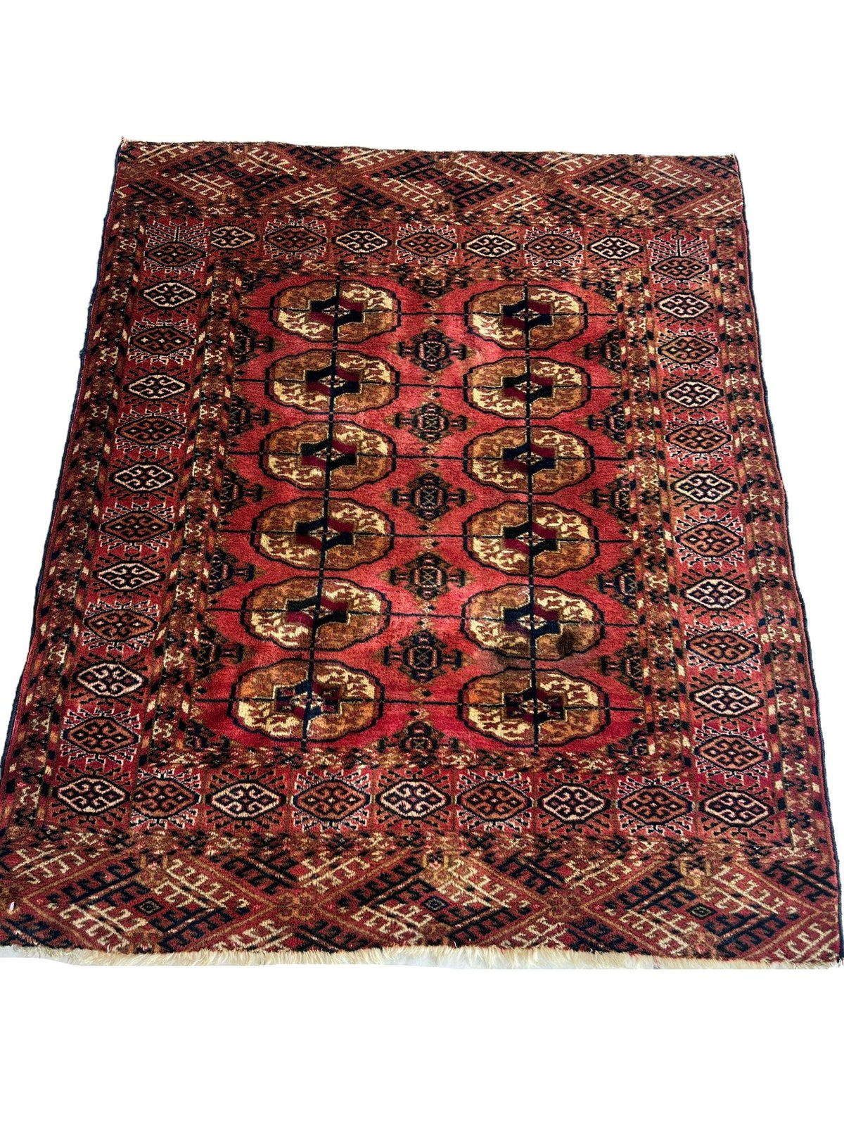 Vintage Tekke Rug 3x4 | Rust, Beige & Brown | Wool - Rugistan, view 4