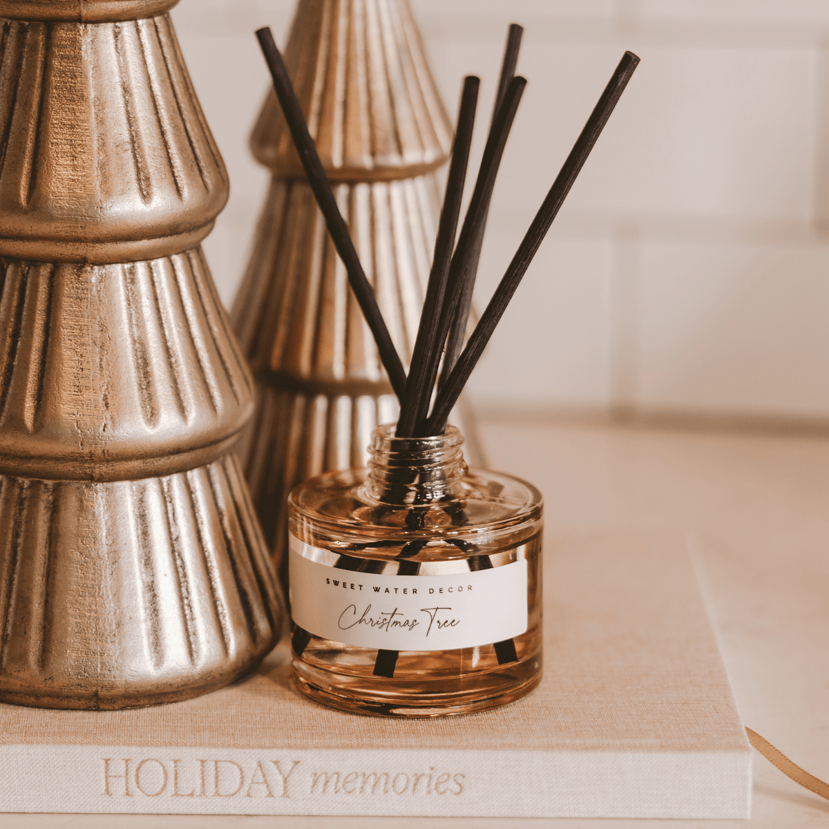 Christmas Tree Tinted Glass Jar Reed Diffuser - Sweet Water Decor, view 2