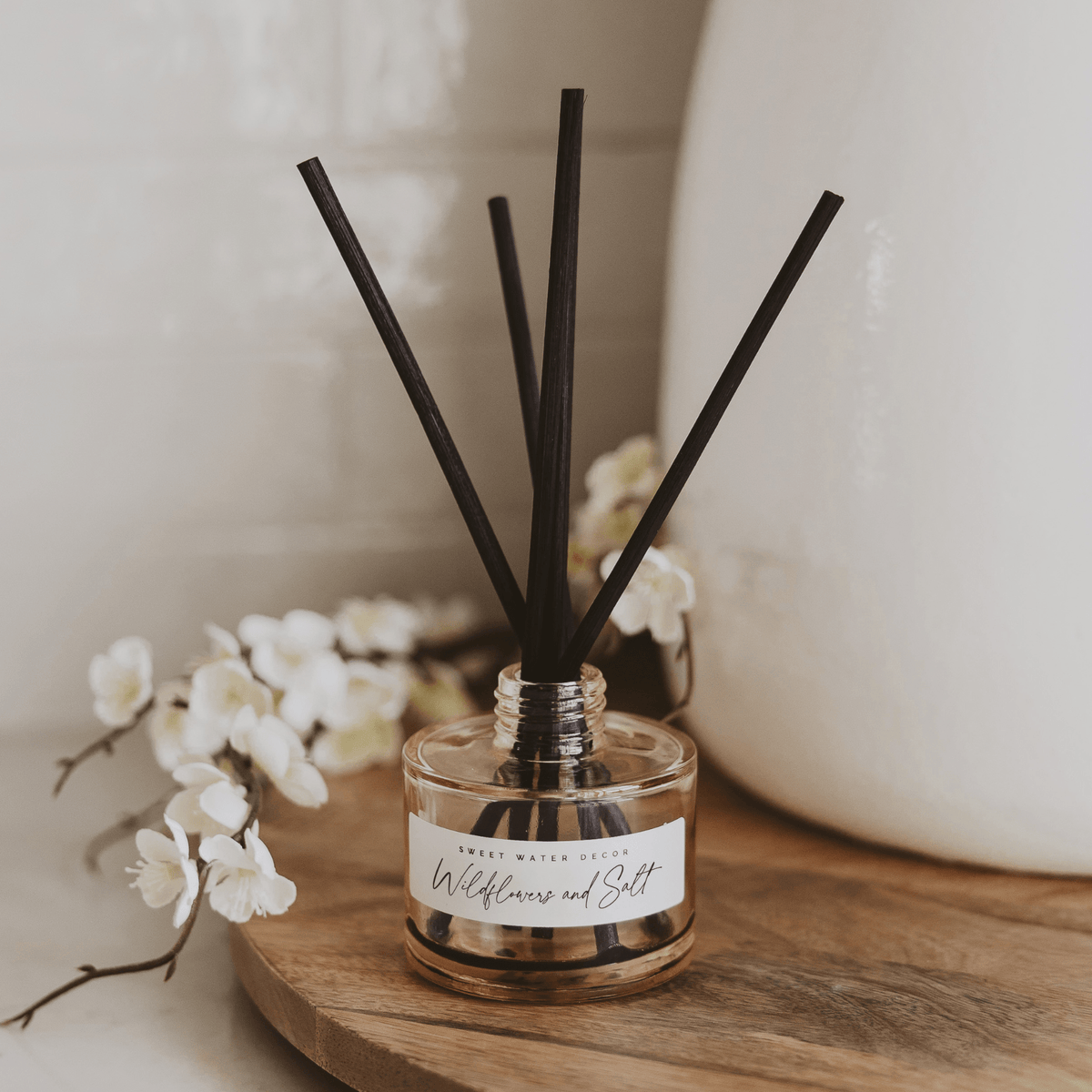 Wildflowers and Salt Tinted Glass Jar Reed Diffuser - Sweet Water Decor, view 2