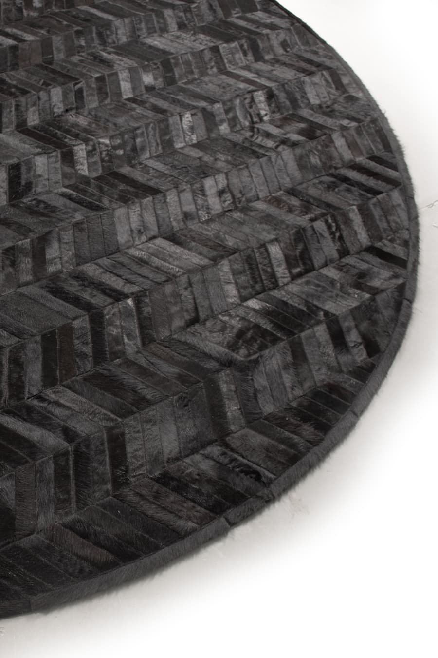 ROUND HERRINGBONE – Large Designer Cowhide Rug - Homelosophy, view 2