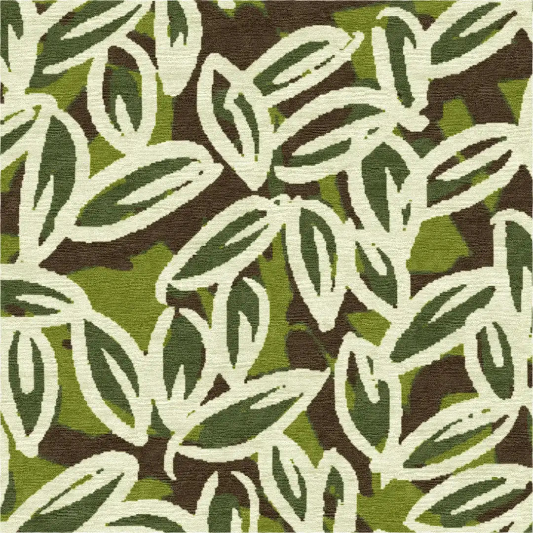 "Foglie" - Brown Handmade Wool Runner, Secret Gardens Collection