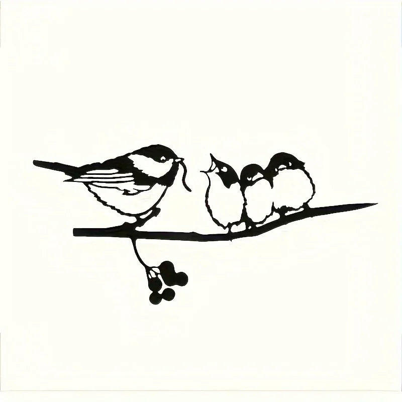 Rustic Metal Birds on Branch Wall Hanging Sculpture