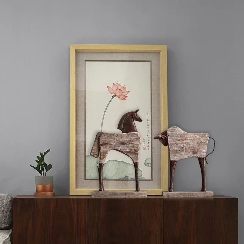 Rustic Wooden Horse Decorative Sculpture