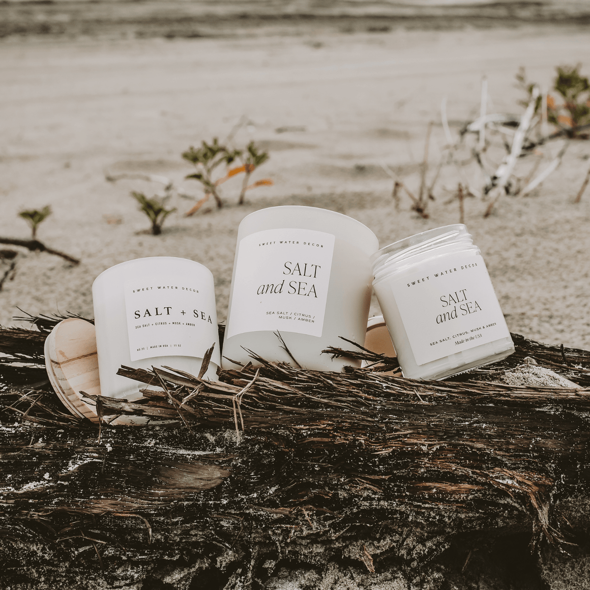 Salt and Sea Soy Candle - White Jar - 11 oz - Sweet Water Decor, view 3