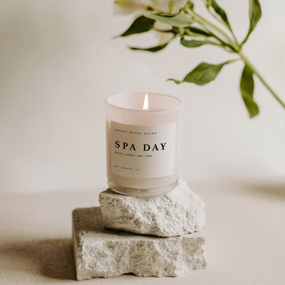 Spa Day Soy Candle - White Jar - 11 oz - Sweet Water Decor, view 5