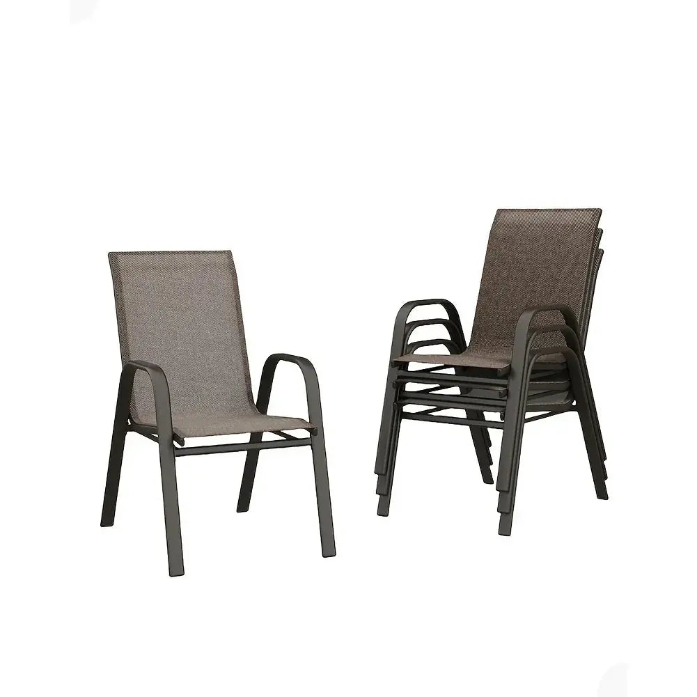Set Of 4 Patio Dining Chairs, Stackable Outdoor All-Weather Aluminum Frame Chairs With Backrest For Indoor, Lawn, Deck, Poolside, Porch Furniture
