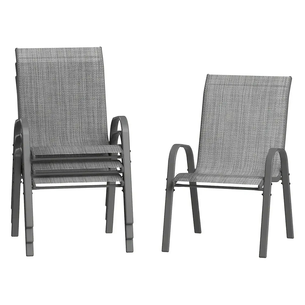 Set Of 4 Patio Dining Chairs, Stackable Outdoor All-Weather Aluminum Frame Chairs With Backrest For Indoor, Lawn, Deck, Poolside, Porch Furniture