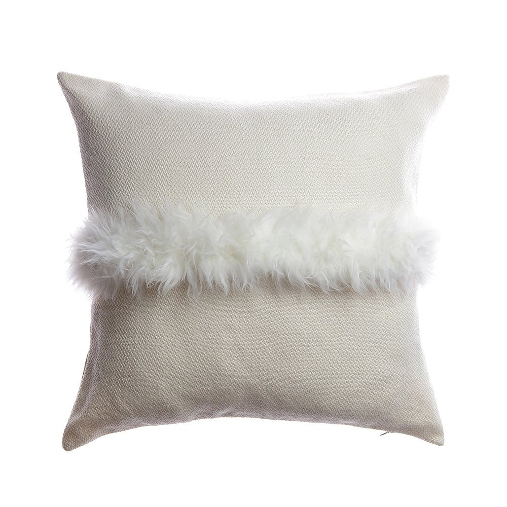 White Fur Accent Pillow - Homelosophy, view 2
