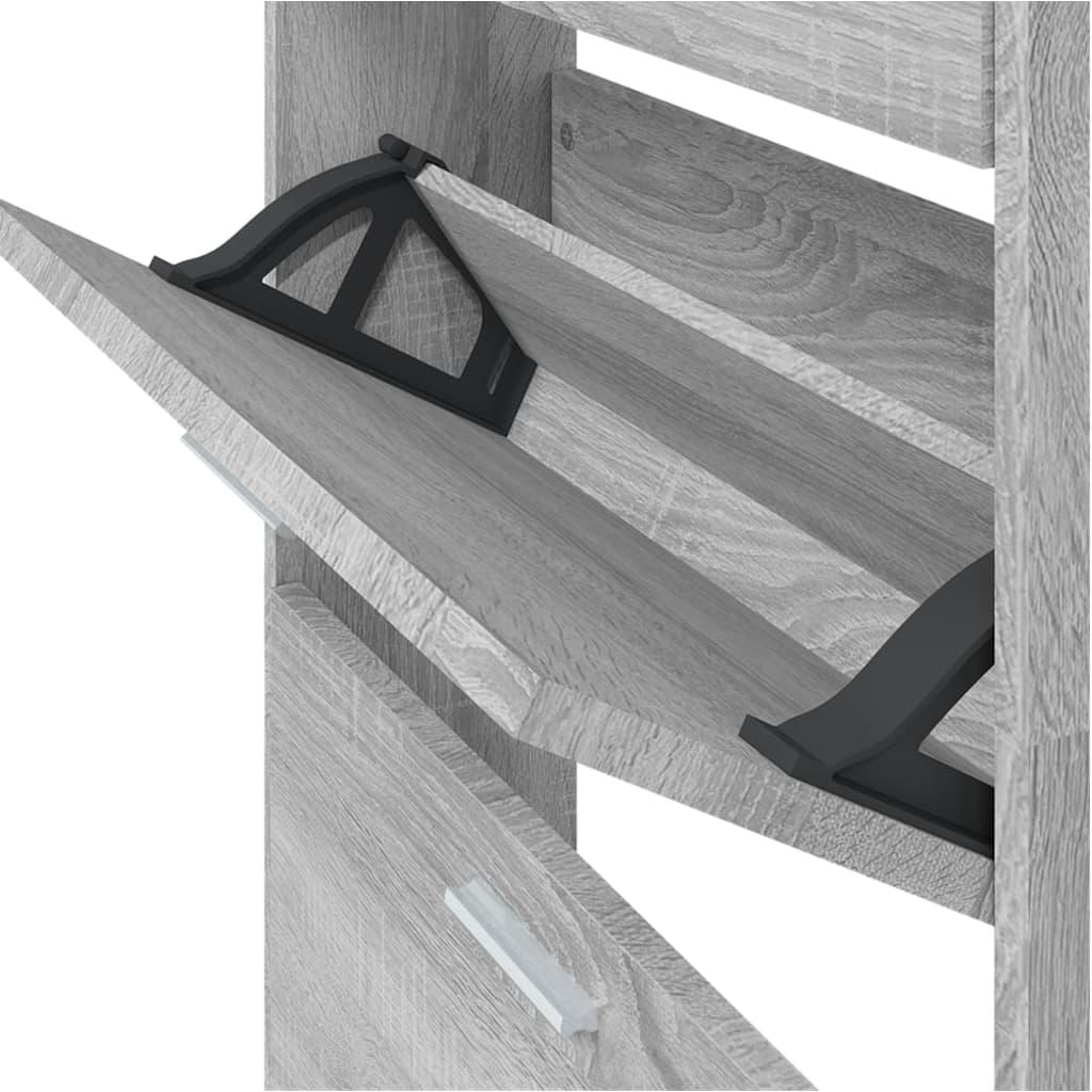 Shoe Cabinet - Vertical Wood Grey 3 Shelf