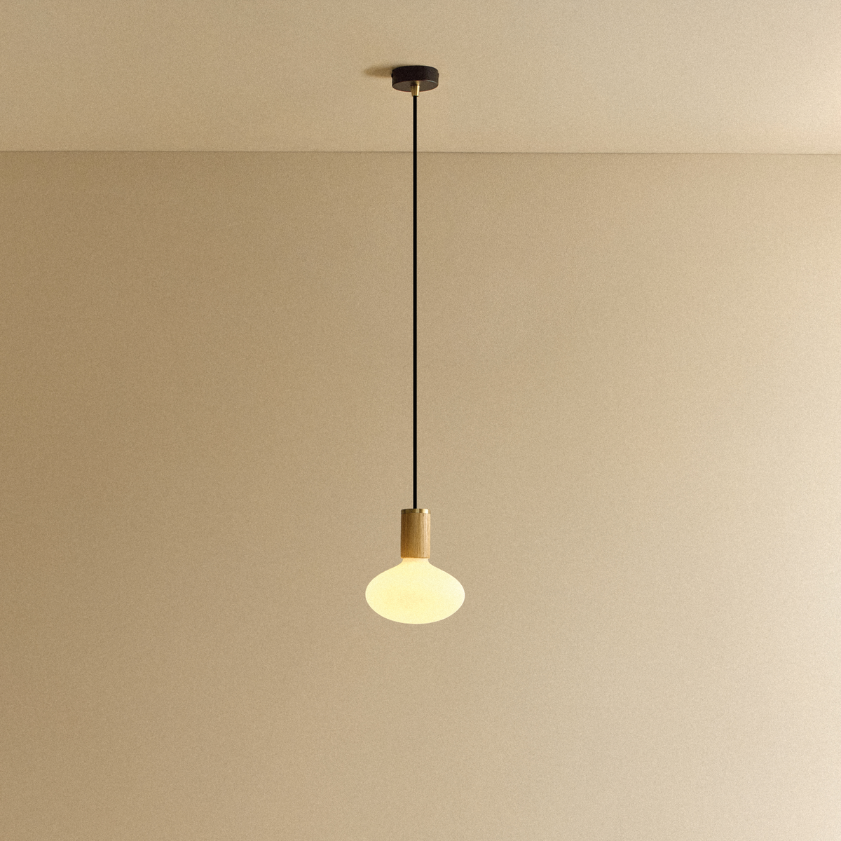 Oval Dim-to-Warm Pendant Light in Oak