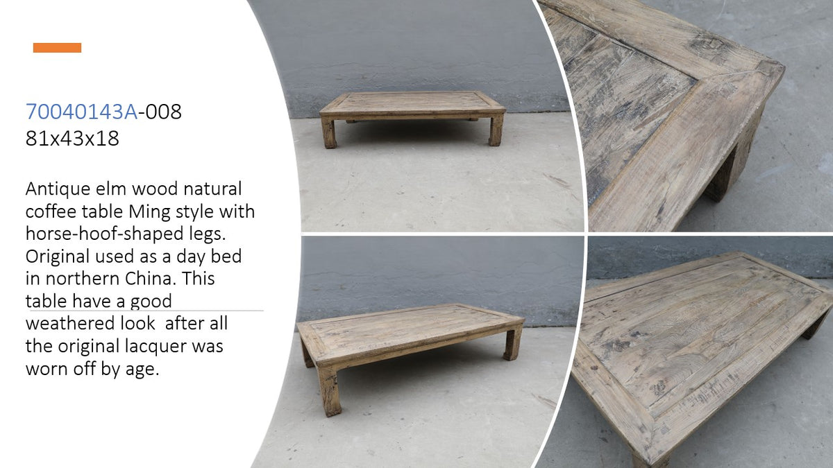 Vintage Extra Large Coffee Table Approx. 7-8ft Wide 30-50 Inches Deep Weathered Natural(Size & Finish vary)