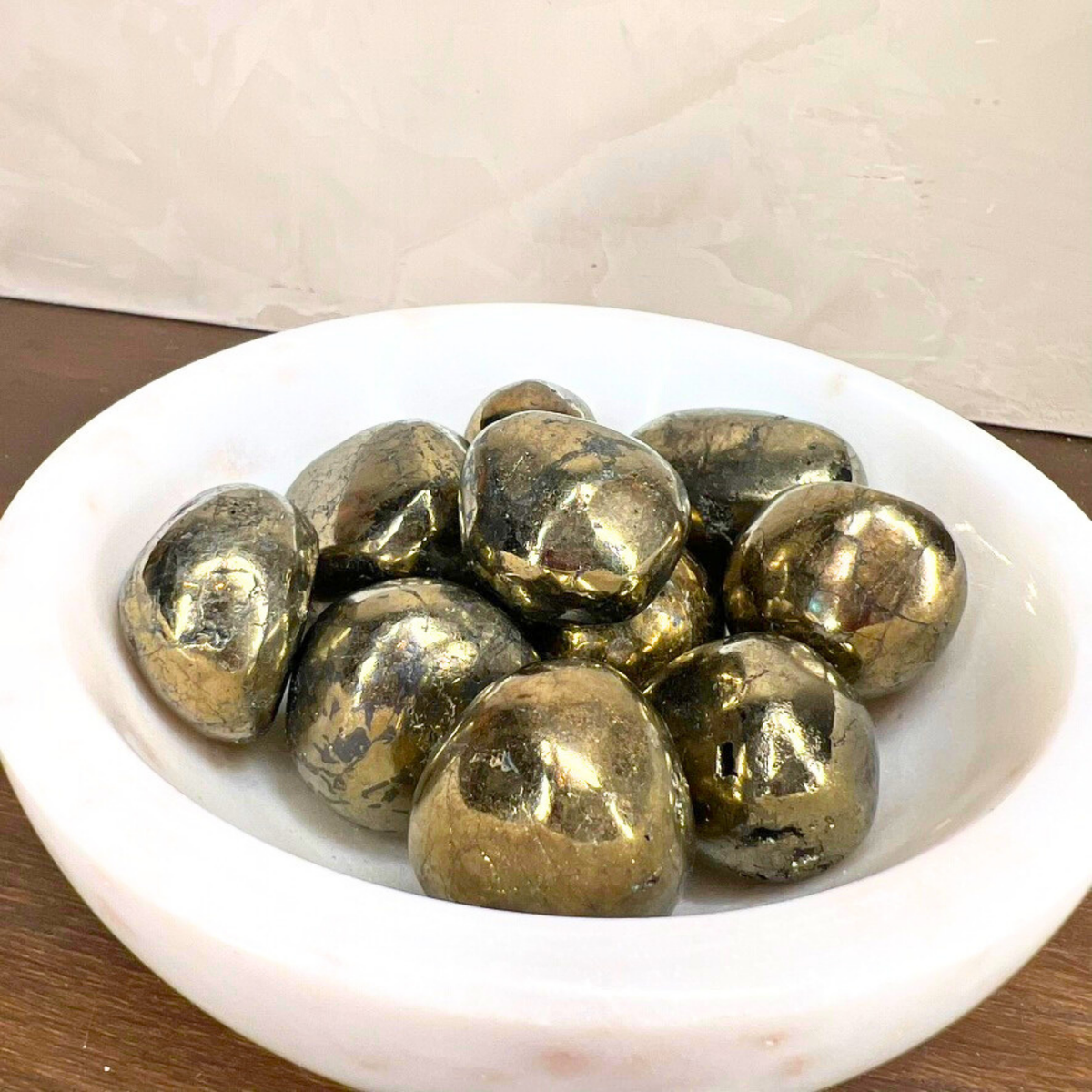 Smooth Polished Pyrite Pebbles - Source by Studio Skara, view 3