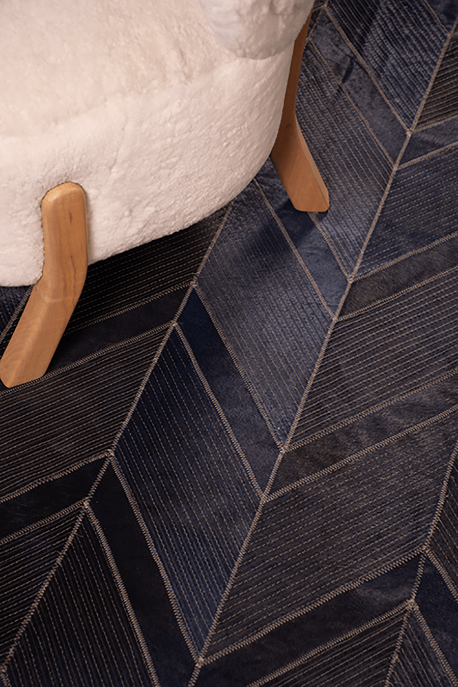 SPECIAL HERRINGBONE – Handcrafted Designer Cowhide Rug - Homelosophy, view 4