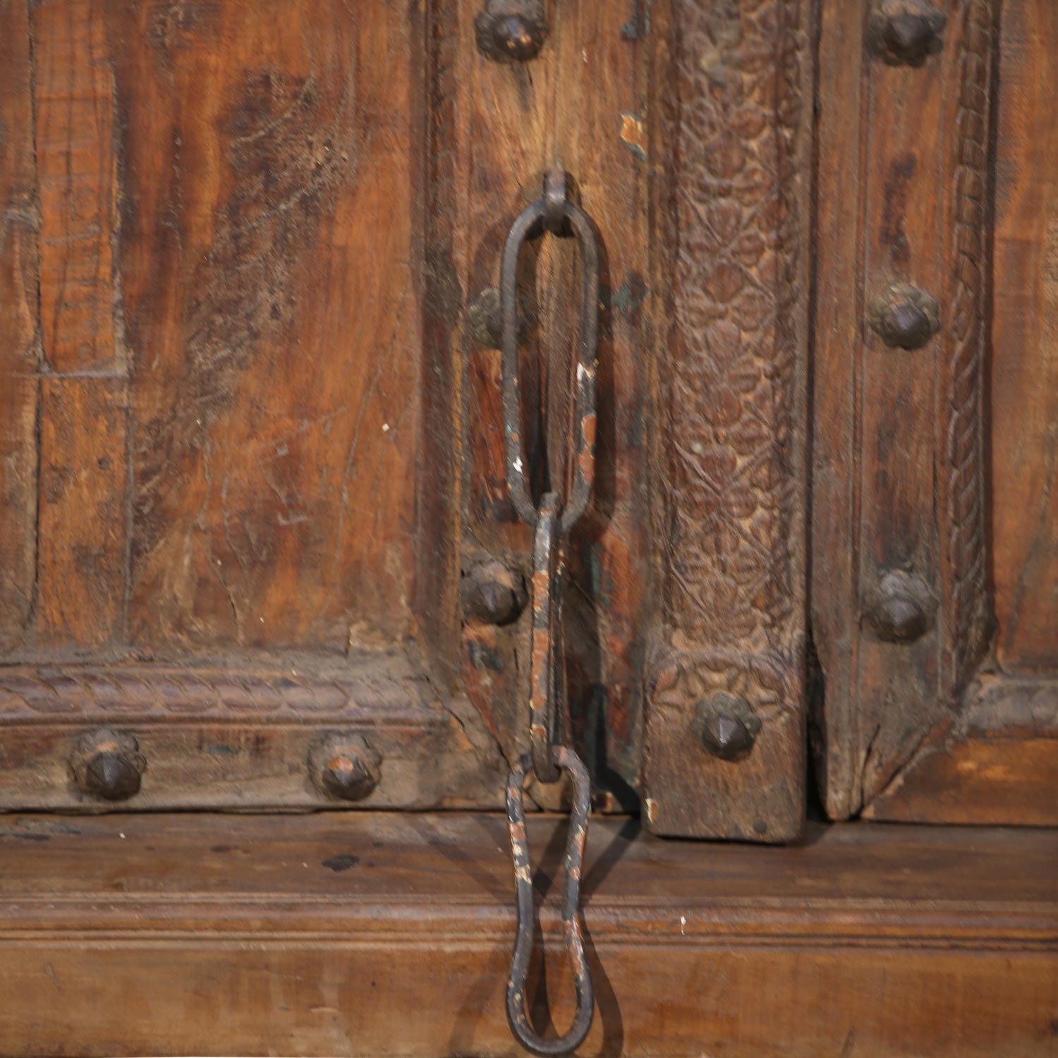 1900s Antique Rustic Teak Wood Door With Frame