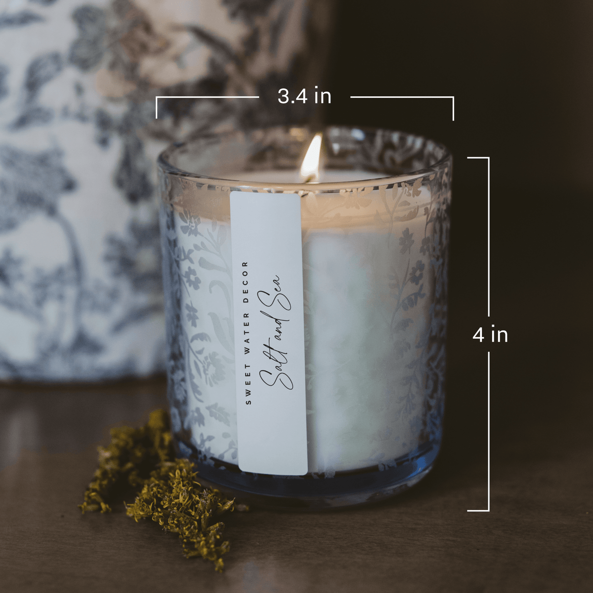 Coastal Lemon Soy Candle - Blue Tinted Glass Jar - 12 oz - Sweet Water Decor, view 6