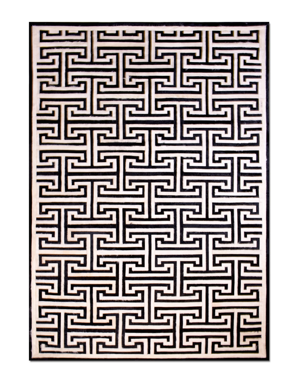 T MODEL – Maze-Inspired Cowhide Patch Rug - Homelosophy, view 2