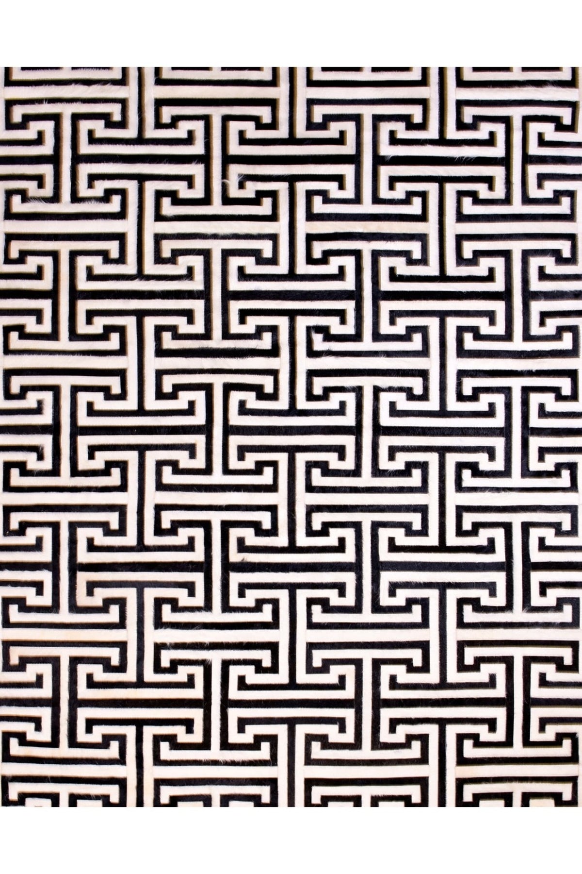 T MODEL – Maze-Inspired Cowhide Patch Rug - Homelosophy, view 4