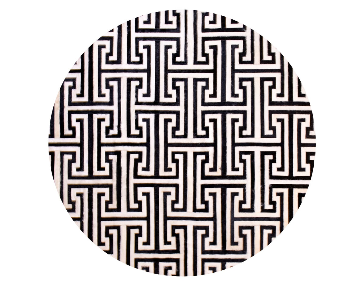 T MODEL – Maze-Inspired Cowhide Patch Rug - Homelosophy, view 5