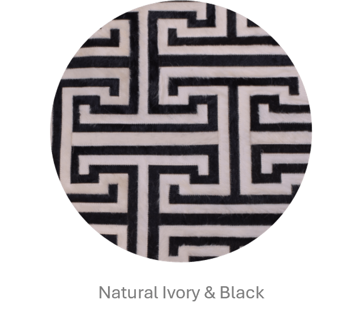 T MODEL – Maze-Inspired Cowhide Patch Rug - Homelosophy, view 10