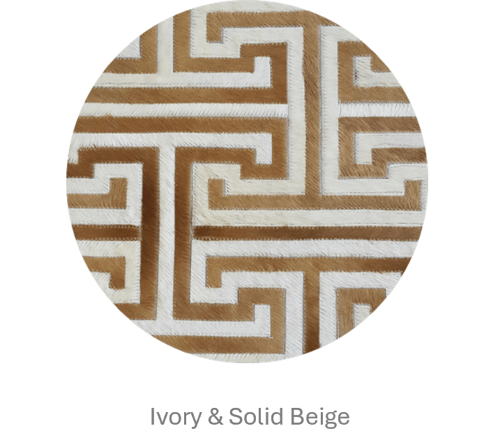 T MODEL – Maze-Inspired Cowhide Patch Rug - Homelosophy, view 7