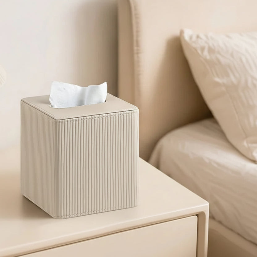 Tissue Box - Decorative Faux Leather Square