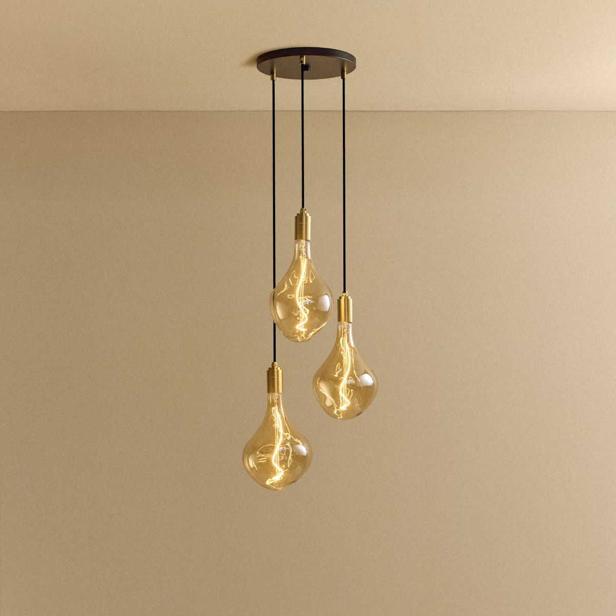 Triple Pendant in Brass + Voronoi II