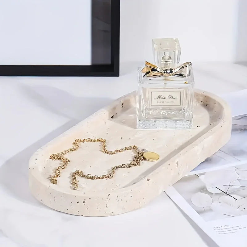 Vanity Tray - Durable Natural Stone Oval — House of Avana, view 2 of 12