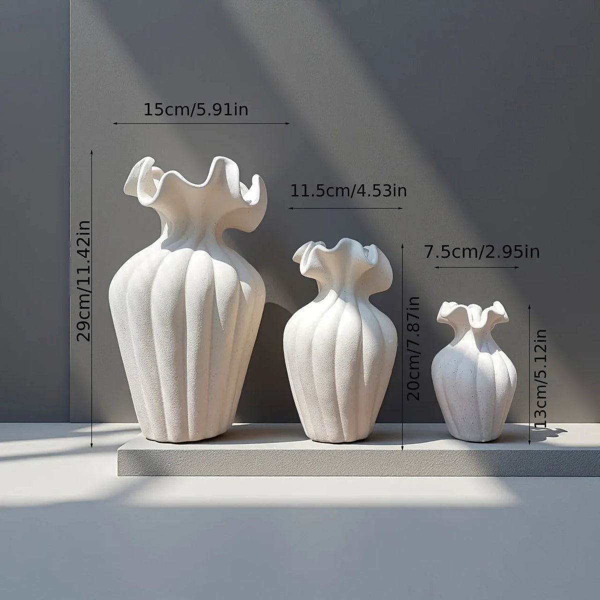 Vase - Decorative Ceramic White Set — House of Avana, view 2 of 36