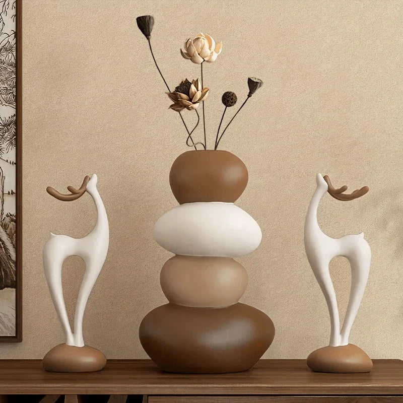 Vase - Decorative Stacked Stone 3 Layered — House of Avana, view 1 of 24