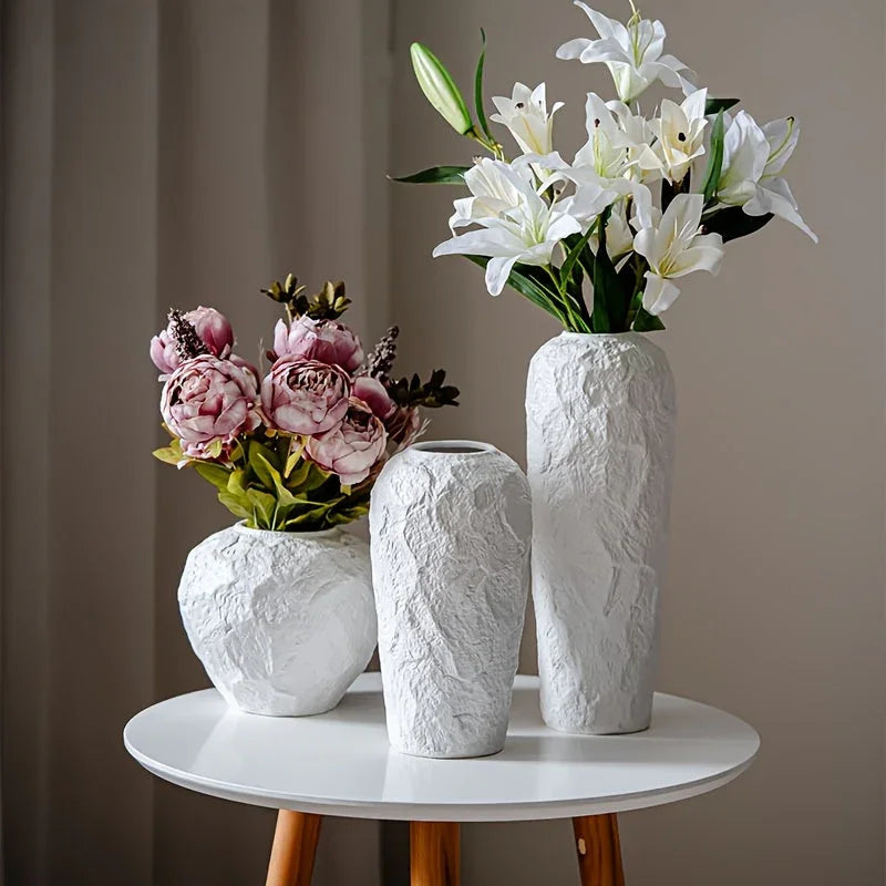 Vase - Stone Ceramic White — House of Avana, view 2 of 18
