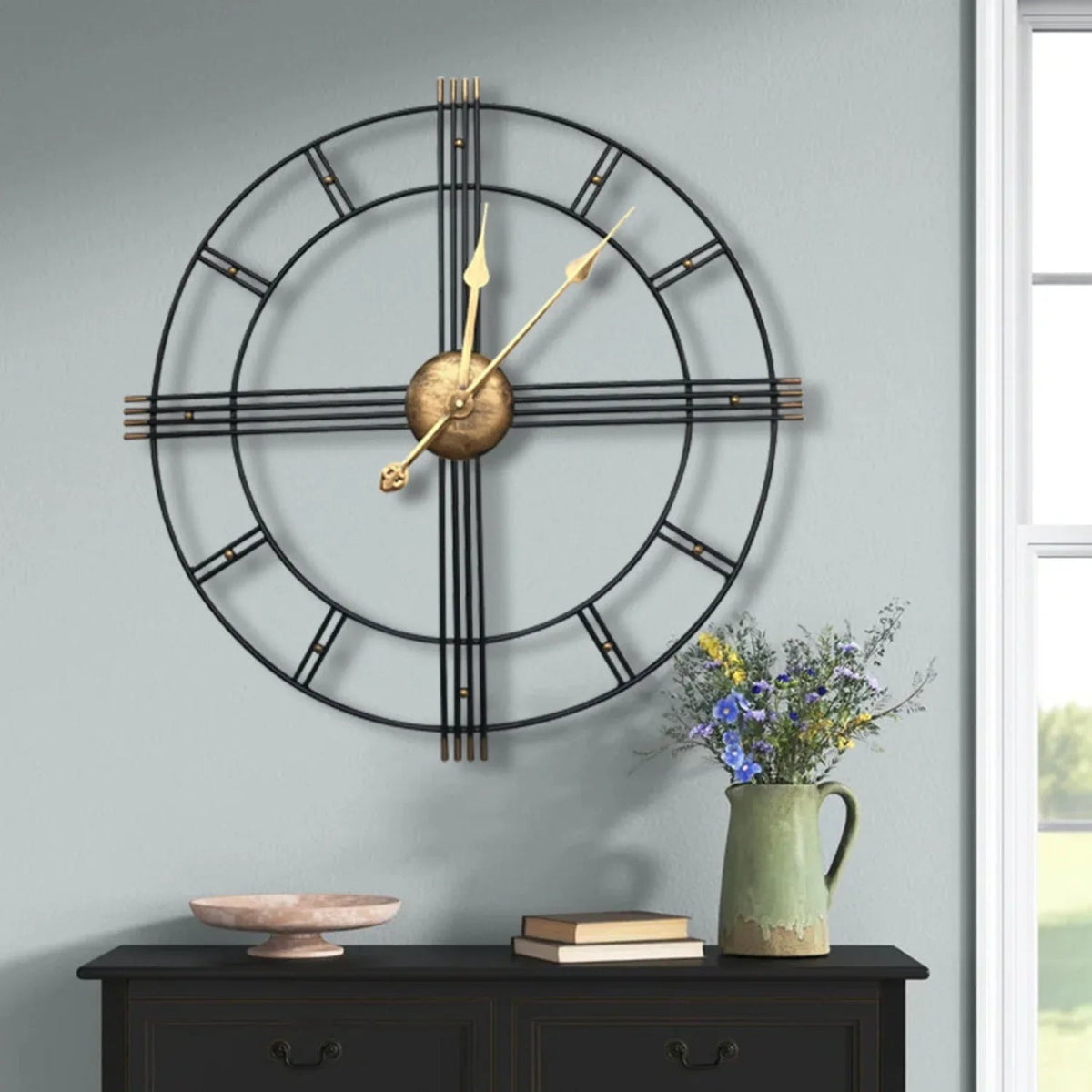 Wall Clock - Roman Numerals Metal Large — House of Avana, view 1 of 28