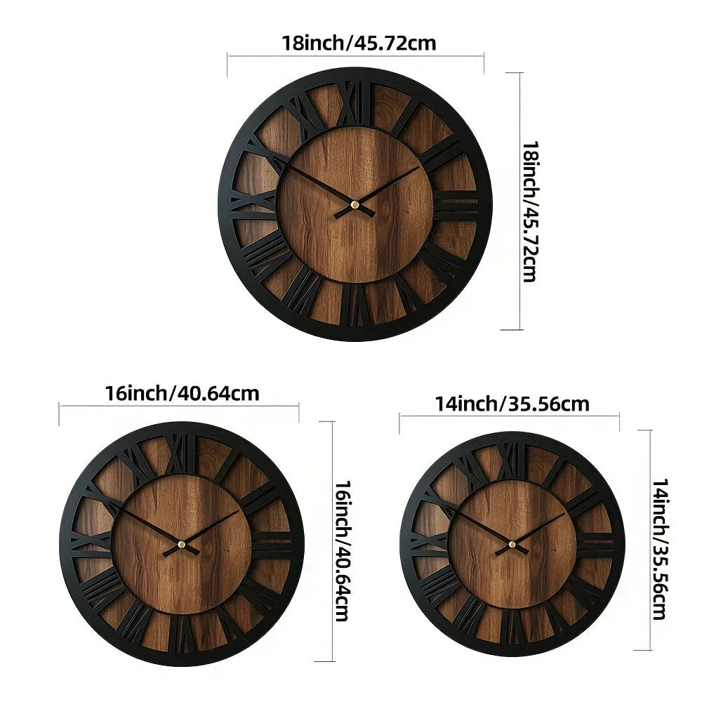 Wall Clock - Silent Wooden Round — House of Avana, view 2 of 34