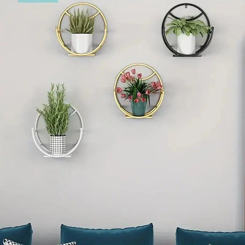 Iron Wall Hanging Flower Shelf - No-Drill Succulent Plant Holder