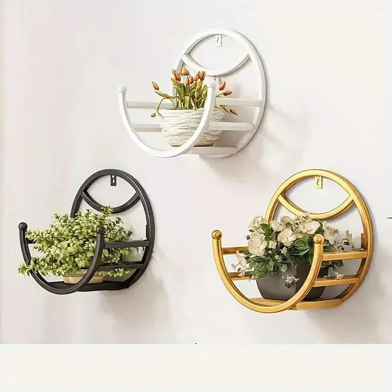 Iron Wall Hanging Flower Shelf - No-Drill Succulent Plant Holder