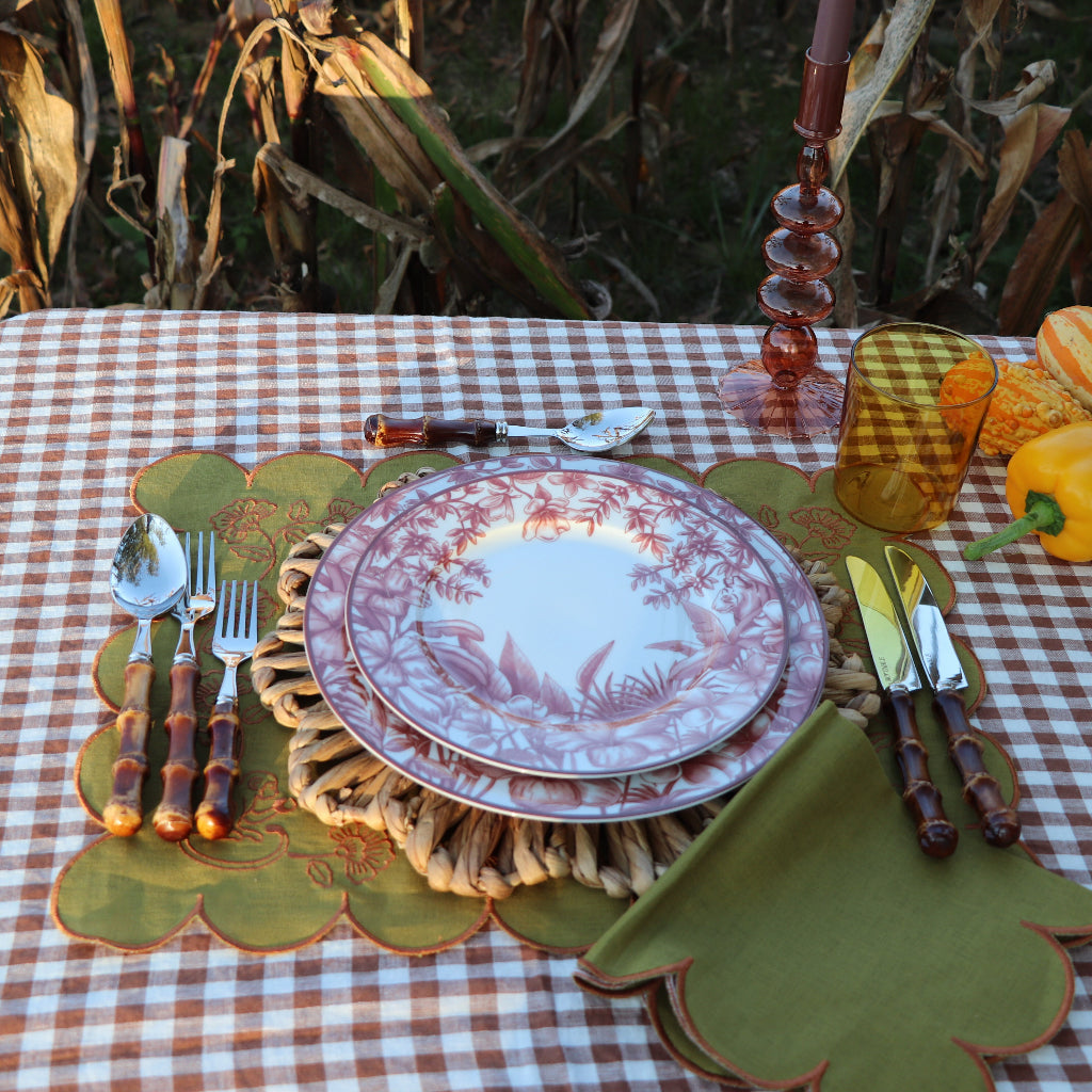Scalloped Natural Rattan Charger - Set of 4