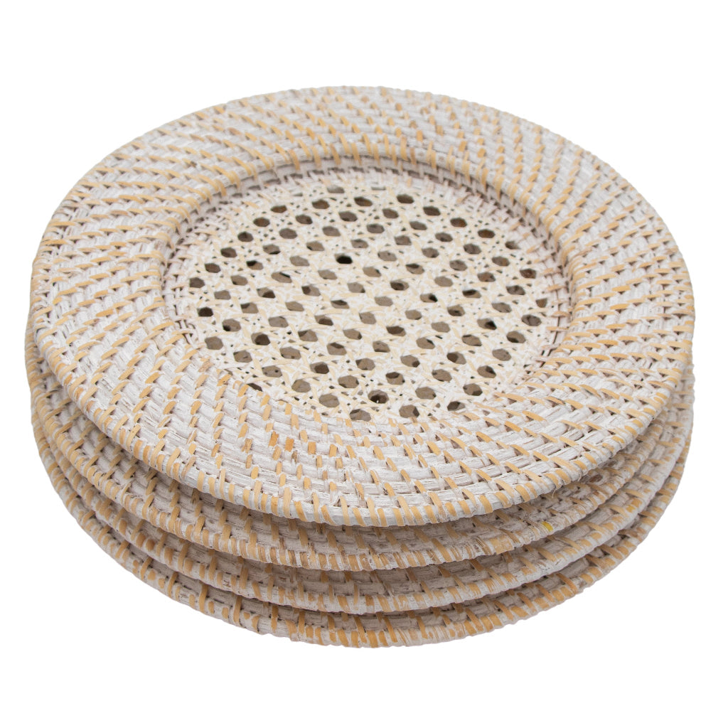 White Rattan Charger - Set of 4