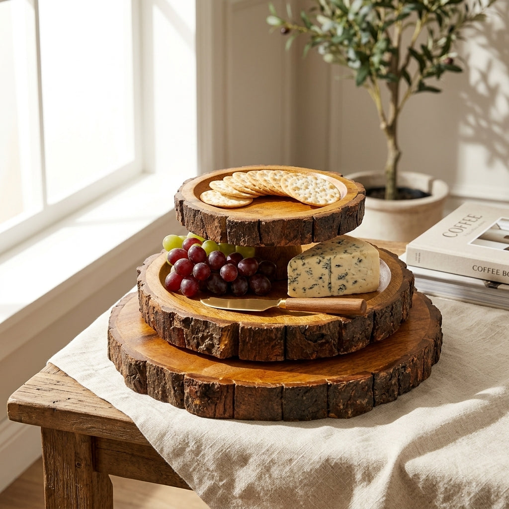 Round Tree Mango Wood Platter Set of 3