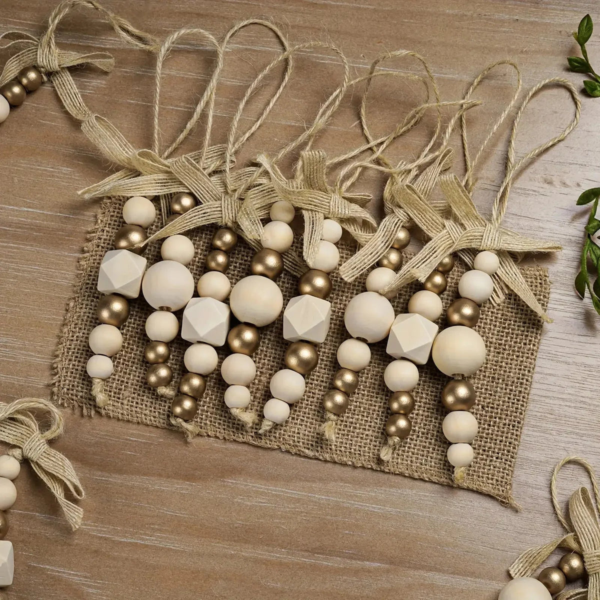Wooden Christmas Tree Hanging Decor with Beads