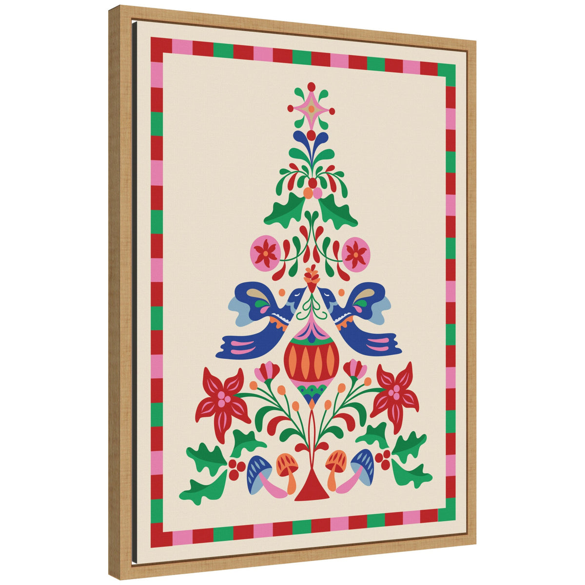 Sylvie Framed Canvas Folk Art Christmas Tree by Rachel Lee