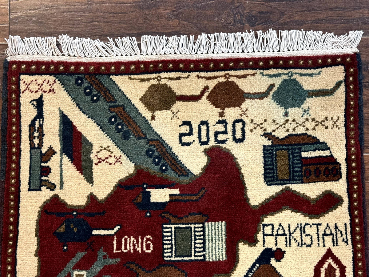 Afghan War Rug 2 x 2.6, Guns Tanks Helicopters - Jewel Rugs, view 4