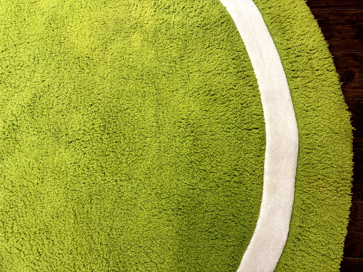Large Round Rug 9x9, Vintage Retro Design, Lime Green - Jewel Rugs, view 10