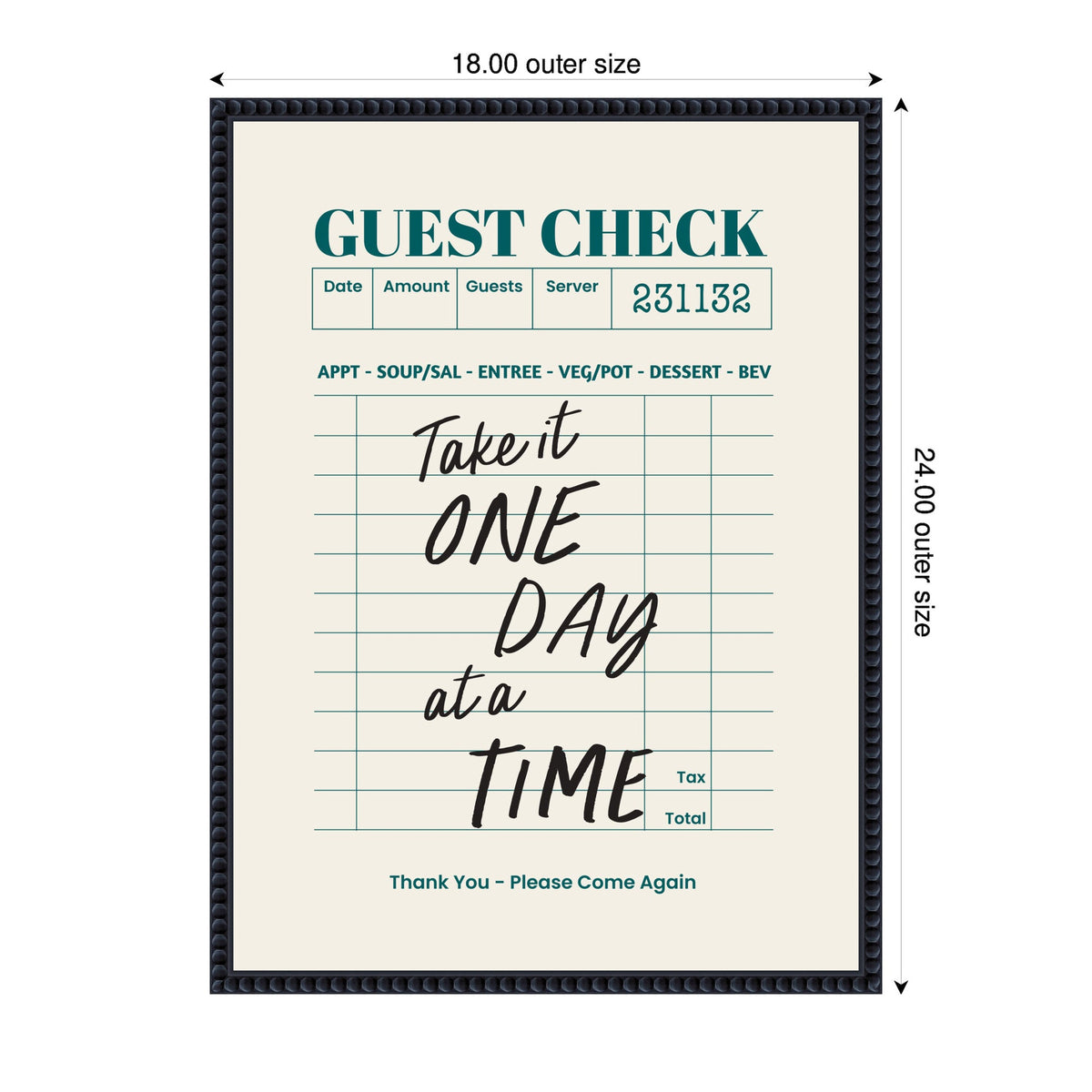 Guest Check One Day At A Time by The Creative Bunch Studio Framed Canvas Wall Art Print
