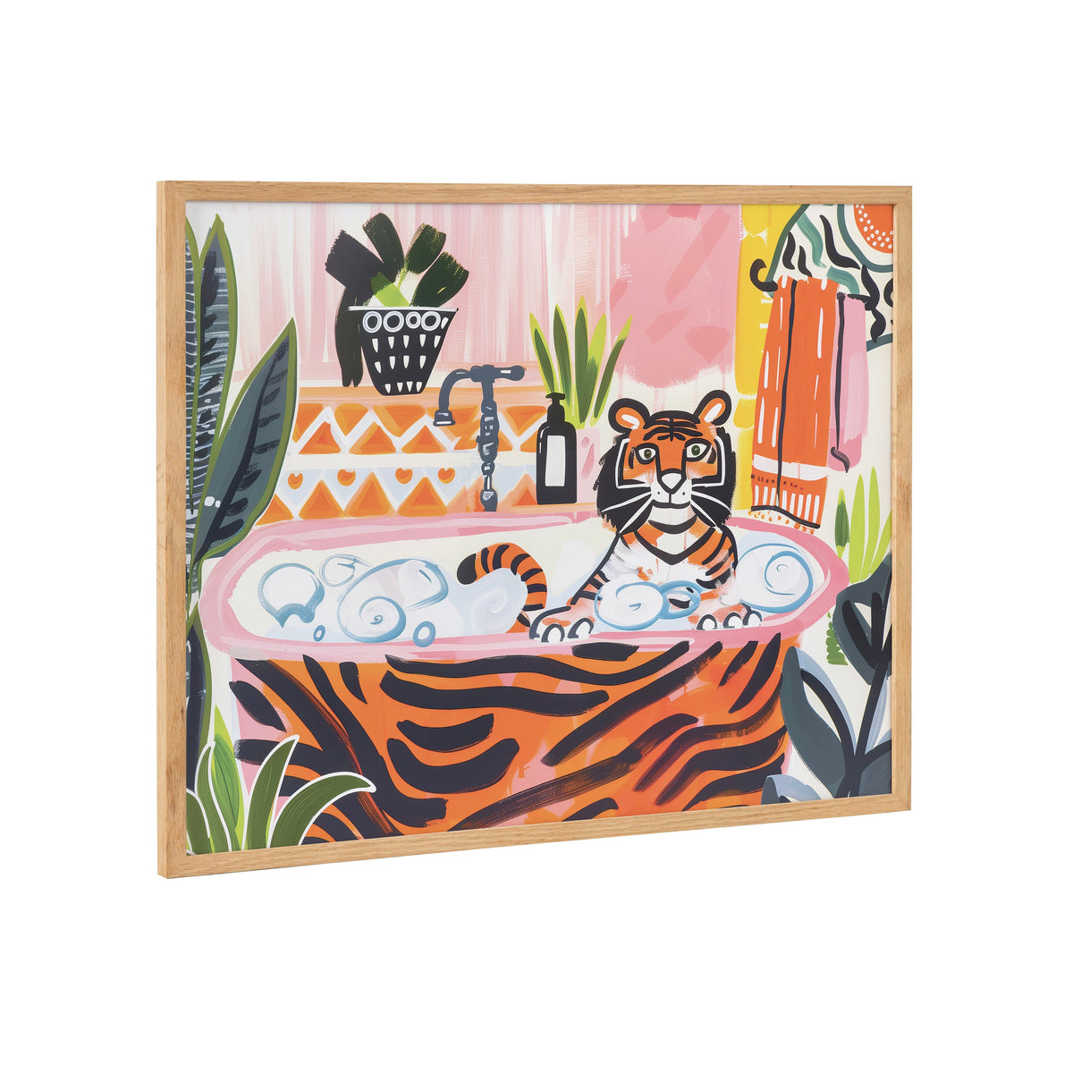 Gallery Bold Maximalist Tiger in Bubble Bath Print by The Creative Bunch Studio