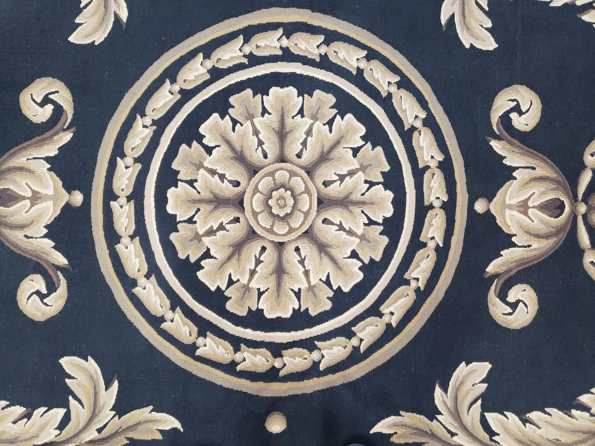 Black and Tan Aubusson Rug, 10 x 14 Aubusson Carpet, New Aubusson Rug, Elegant, Wool, Handmade Area Rug, Flatweave Rug, Large Aubusson Rug - Jewel Rugs, view 5