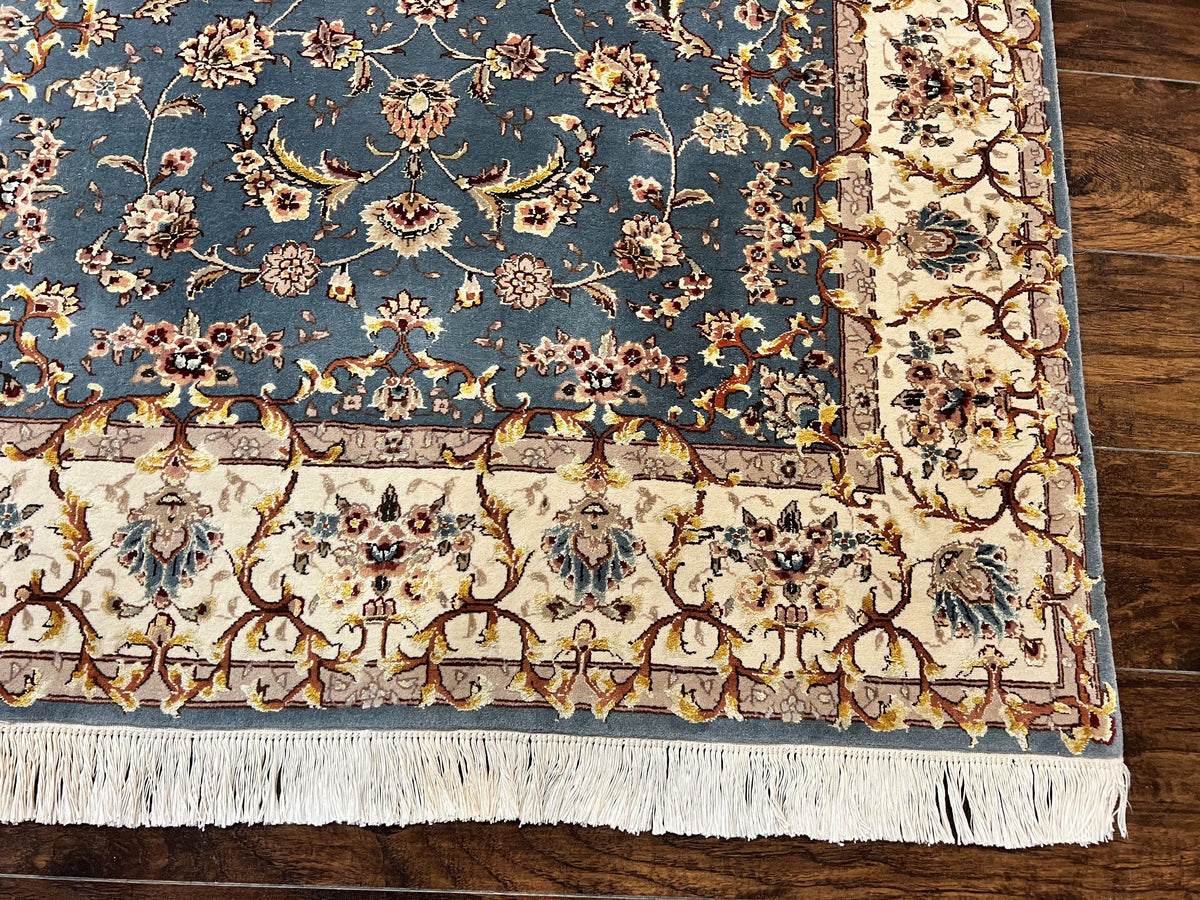 Sino Persian Rug 4x6, Very Fine Oriental Carpet, Handmade Rug 4 x 6, Floral Allover Vintage Traditional Wool & Silk Highlights, 200 KPSI - Jewel Rugs, view 9