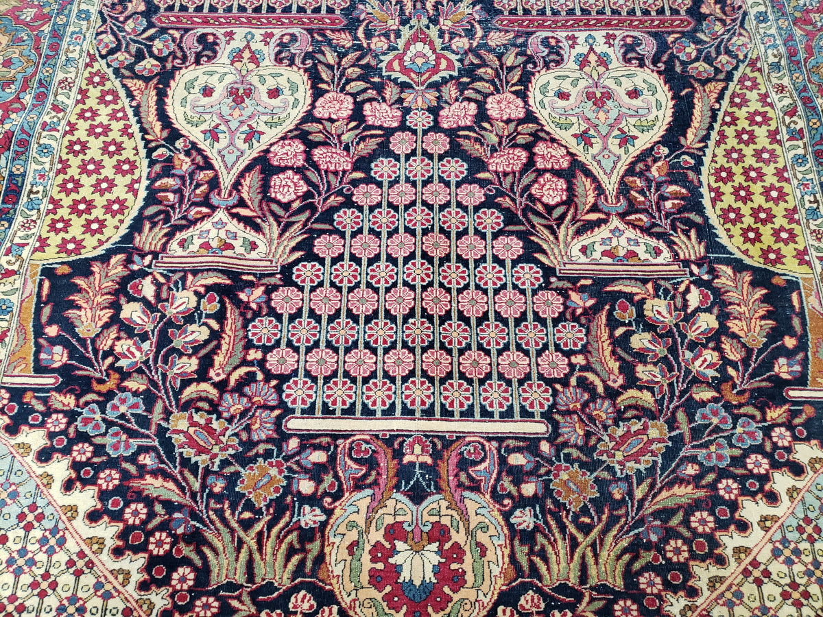 Antique Persian Tehran Rug 5x8, Midnight Blue and Red, Hand-Knotted, Wool - Jewel Rugs, view 4