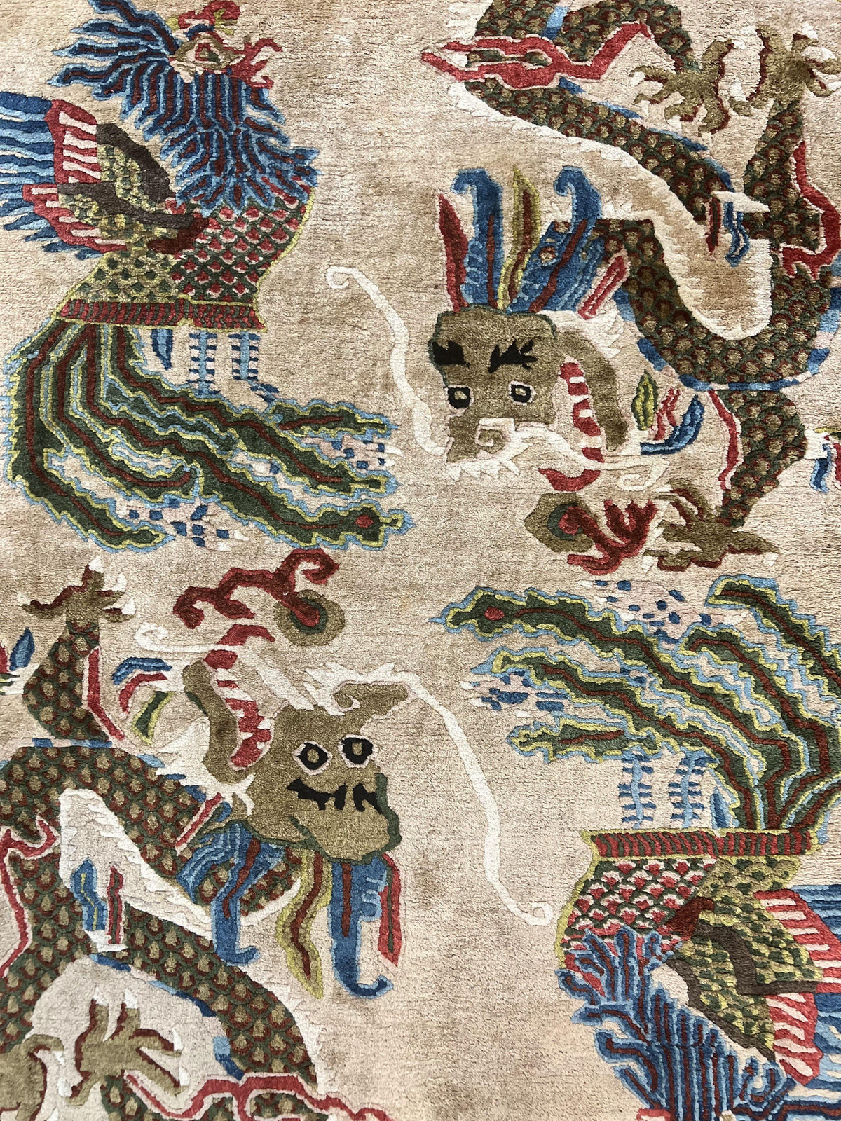 Antique Chinese Peking Rug 3 x 5.6, Dragon Motifs, Handmade Wool Asian Oriental Carpet - Jewel Rugs, view 5